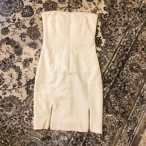 ZARA White Strapless Dress, XS, Two Front Slits